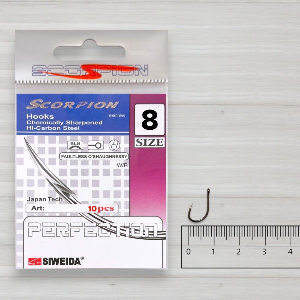 Гачки Siweida Scorpion Faultless O'Shaughnessy BN, 10шт/уп, № 8